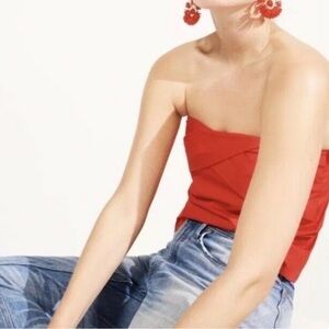 J. Crew Red Tube Top Strapless Blouse